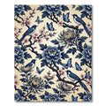 Blue Floral Chinoiserie Bird and Butterfly Rug
