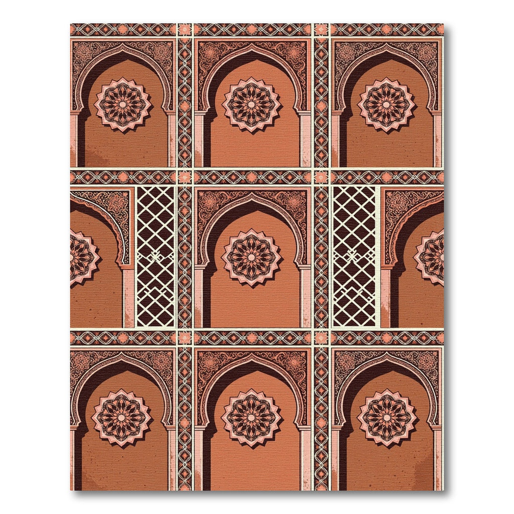 Terracotta Archway Medallion Geometric Tile Rug