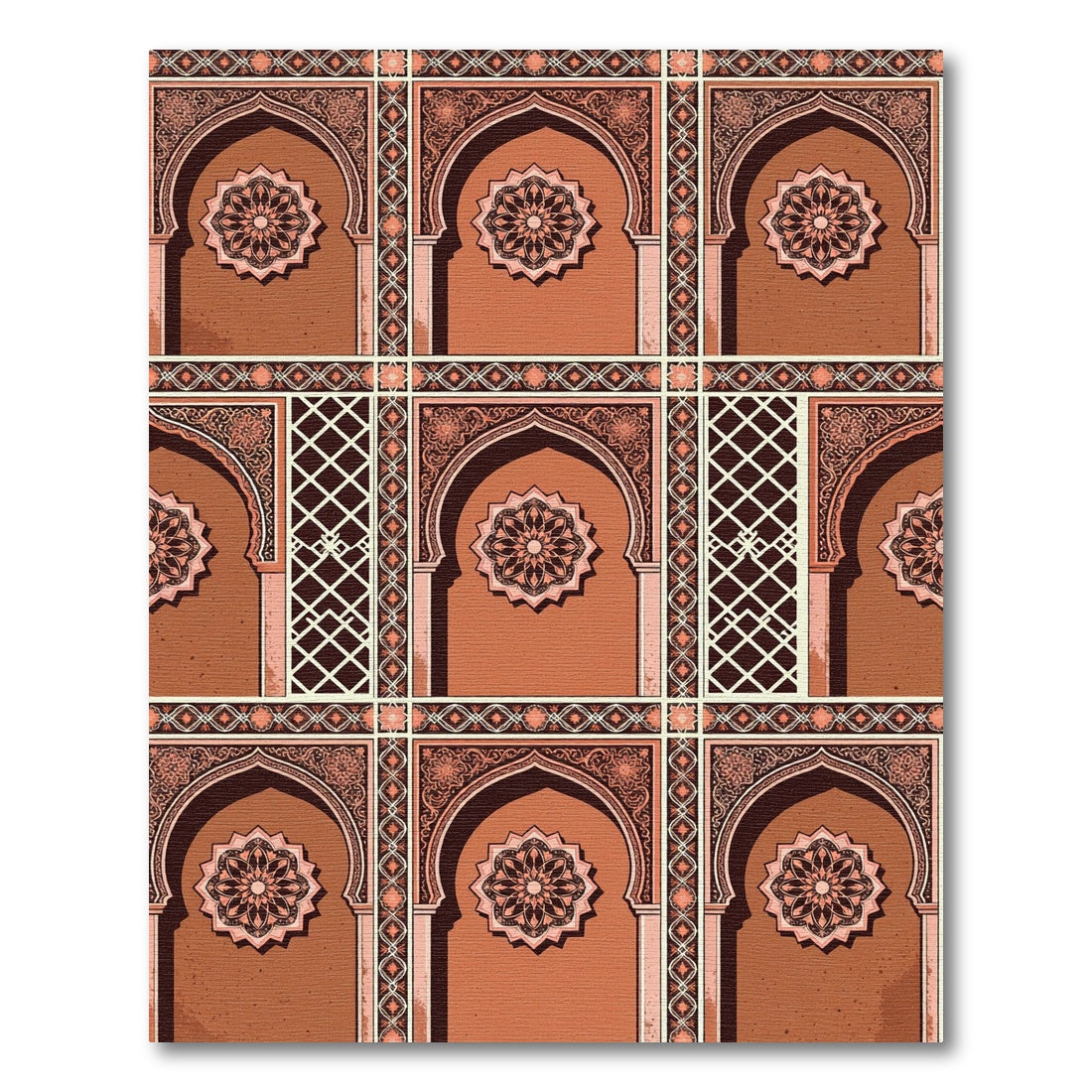 Terracotta Archway Medallion Geometric Tile Rug