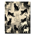 Minimalist Black and White Cat Illustration Rug