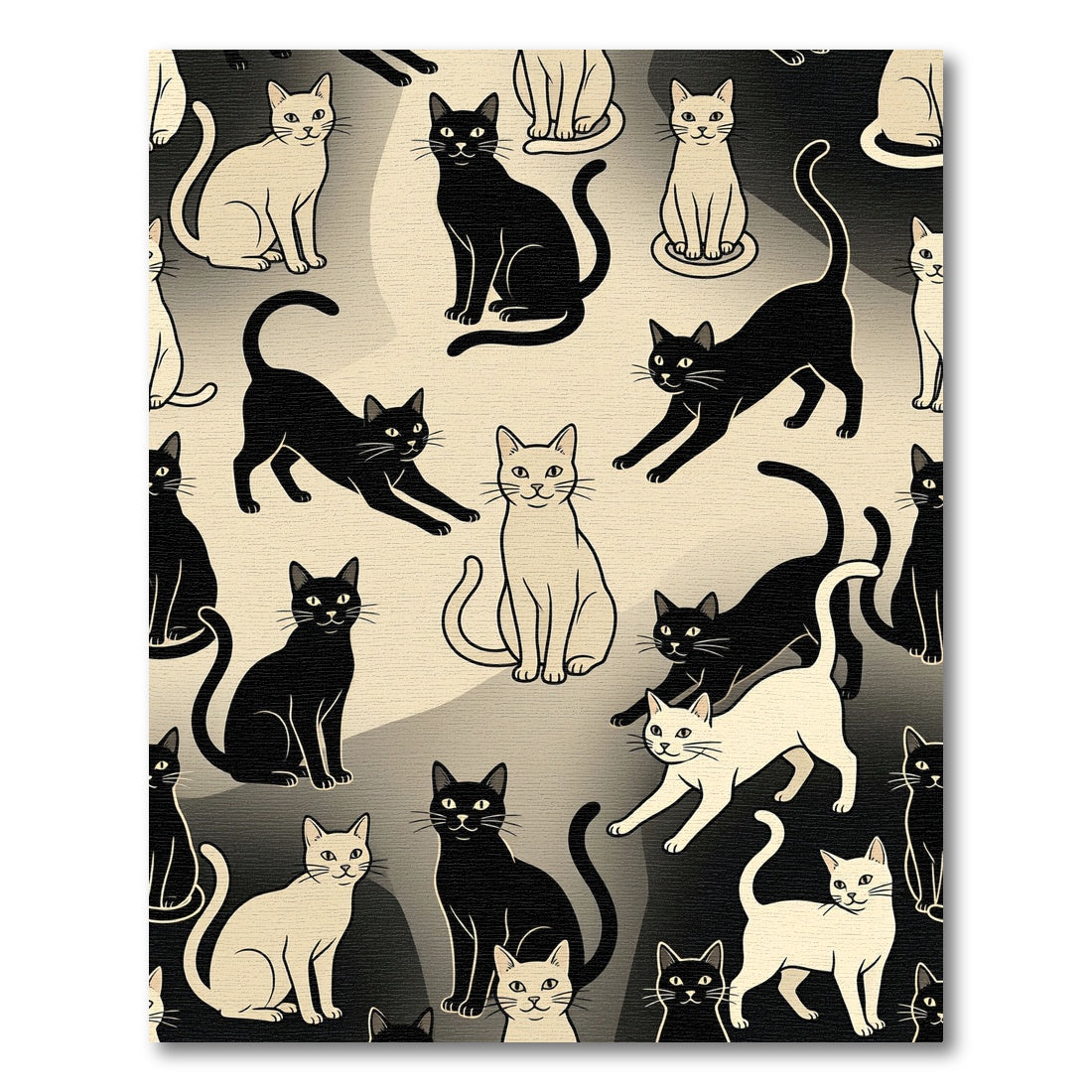 Minimalist Black and White Cat Illustration Rug