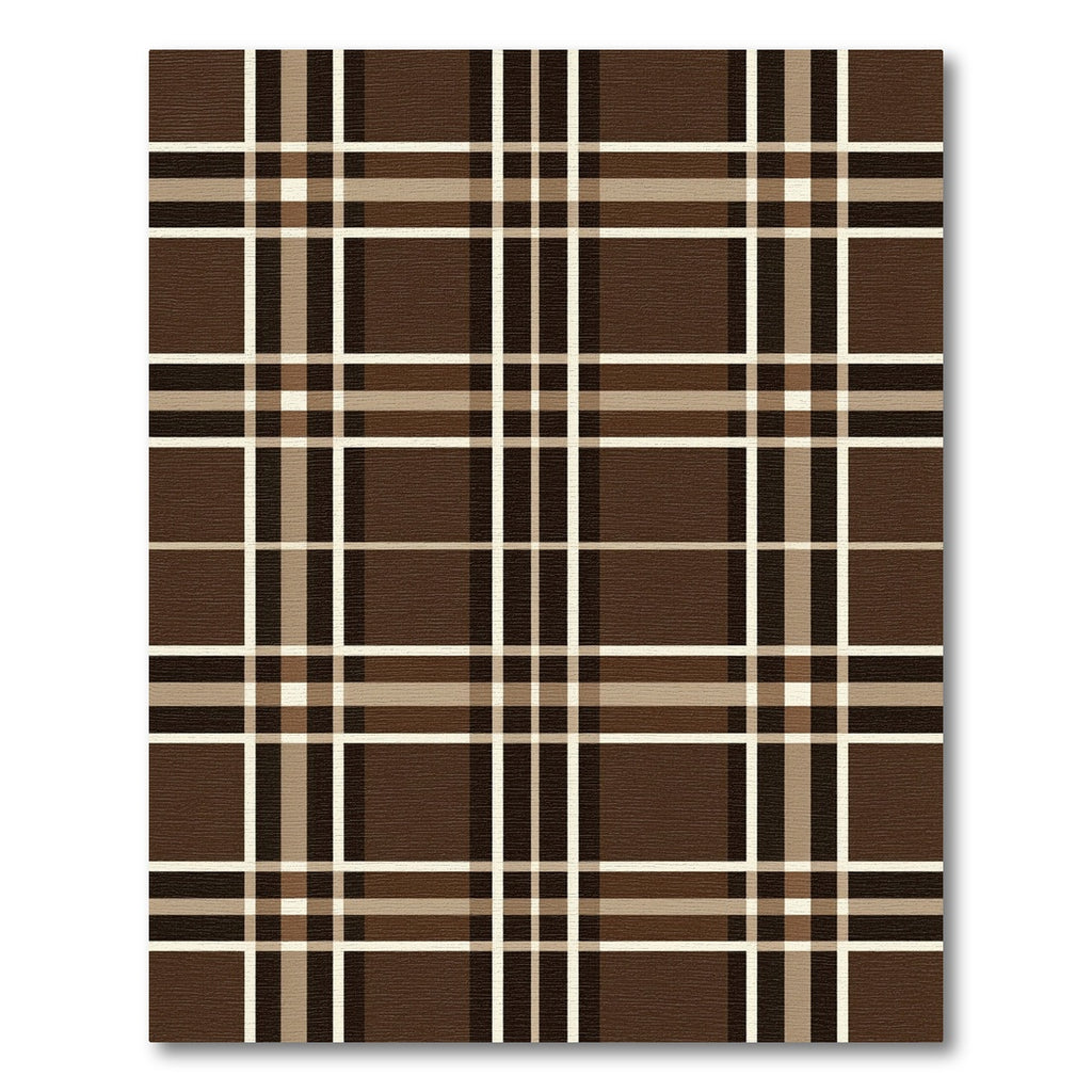 Earthy Brown Cream Plaid Lines Rug