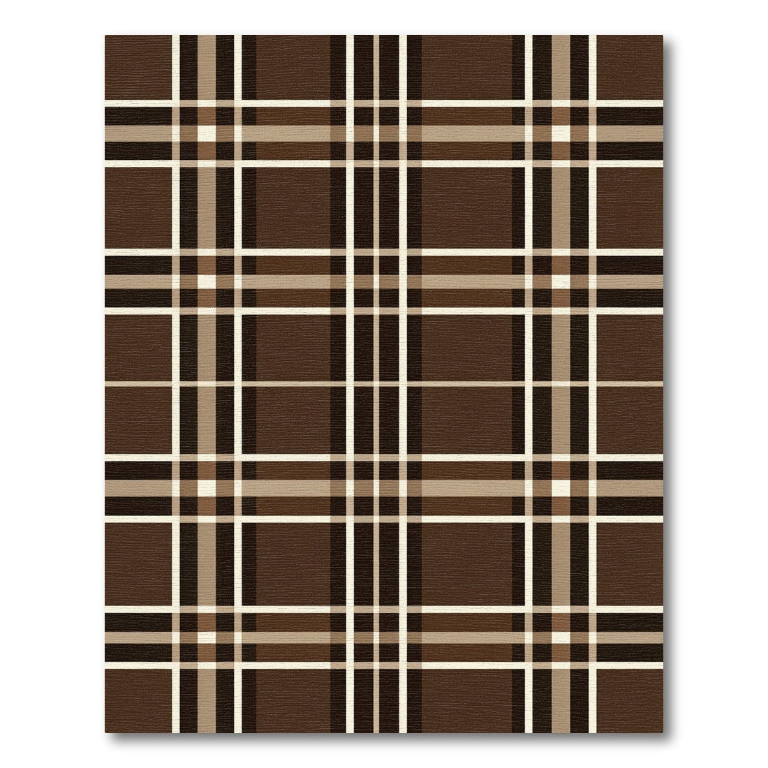 Earthy Brown Cream Plaid Lines Rug