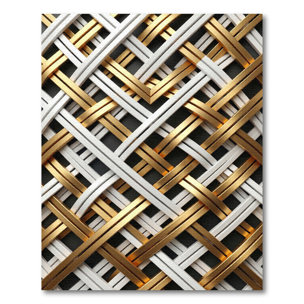 Golden White Interwoven Stripe Rug