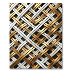 Golden White Interwoven Stripe Rug