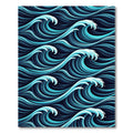 Deep Blue Ocean Wave Pattern Rug