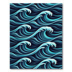 Deep Blue Ocean Wave Pattern Rug