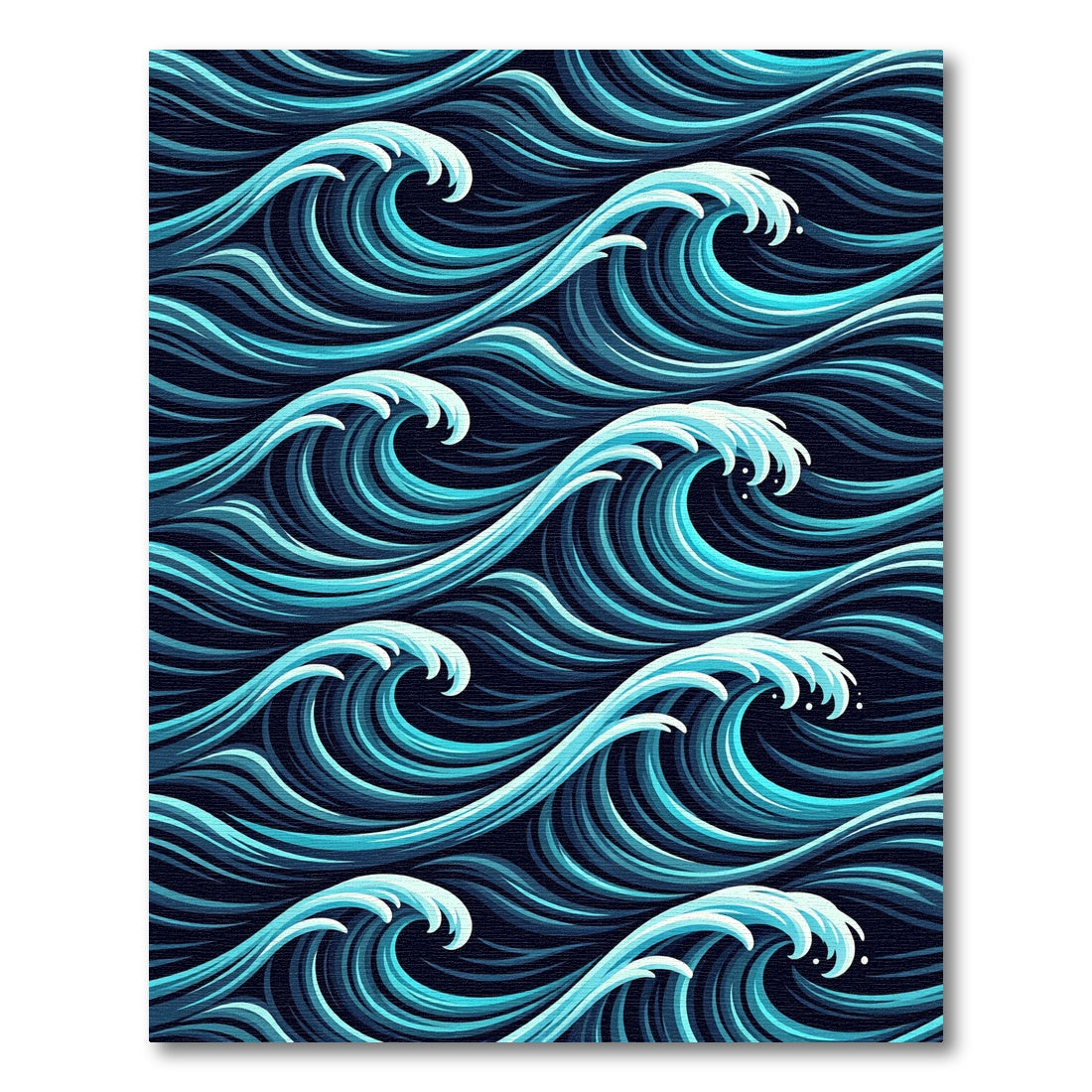 Deep Blue Ocean Wave Pattern Rug