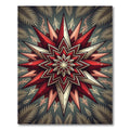 Crimson and Gold Starburst Mandala Rug