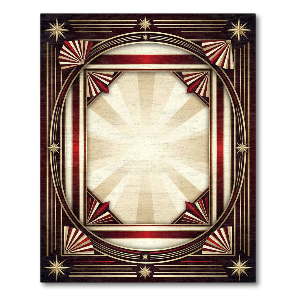 Art Deco Crimson Sunburst Radiant Rug
