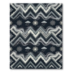 Dark Gray Sun Cloud Geometric Zigzag Rug