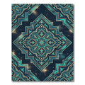 Teal Gold Geometric Star Medallion Rug