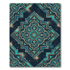 Teal Gold Geometric Star Medallion Rug