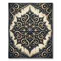 Ornate Gold Black Scrollwork Medallion Rug
