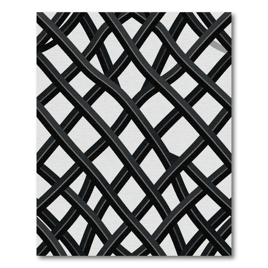 Monochrome Intersecting Abstract Grid Rug