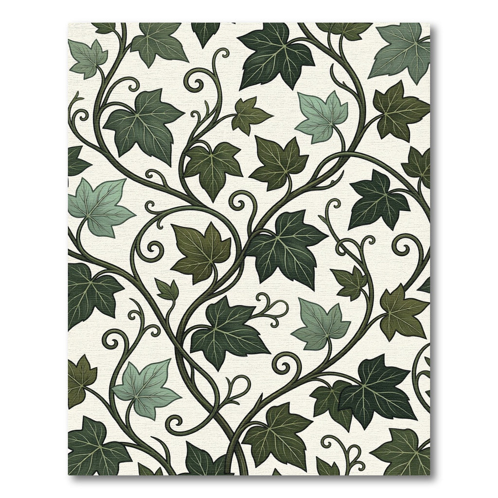 Elegant Forest Green Botanical Ivy Rug