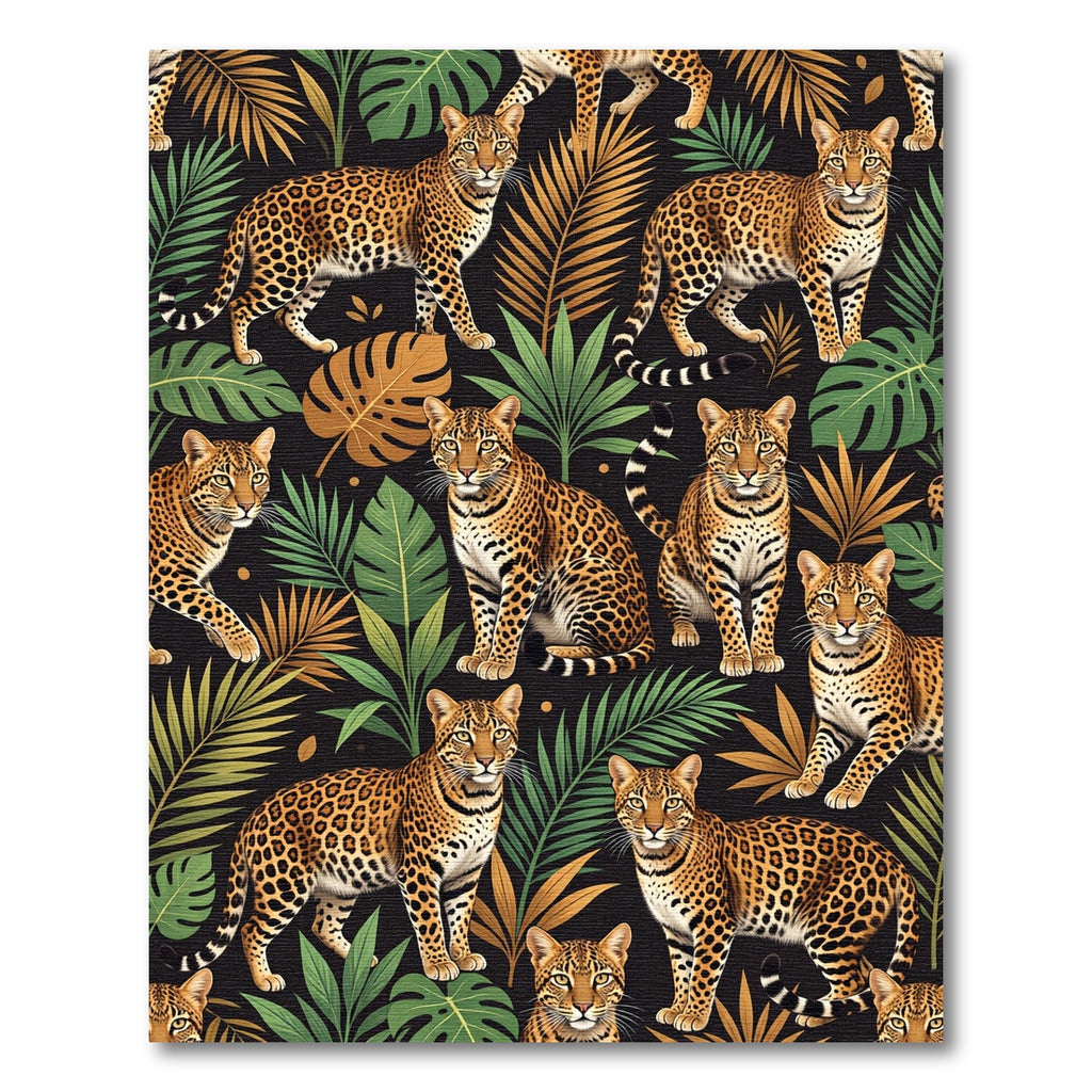 Leopard Jungle Lush Tropical Leaf Rug