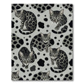 Monochrome Leopard Spotted Bengal Cat Fabric Rug
