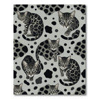 Monochrome Leopard Spotted Bengal Cat Fabric Rug