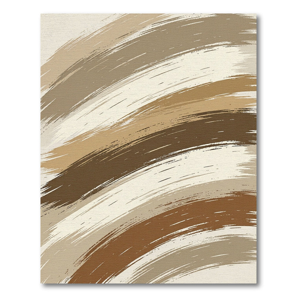 Abstract Earthy Tone Wavy Brushstroke Rug