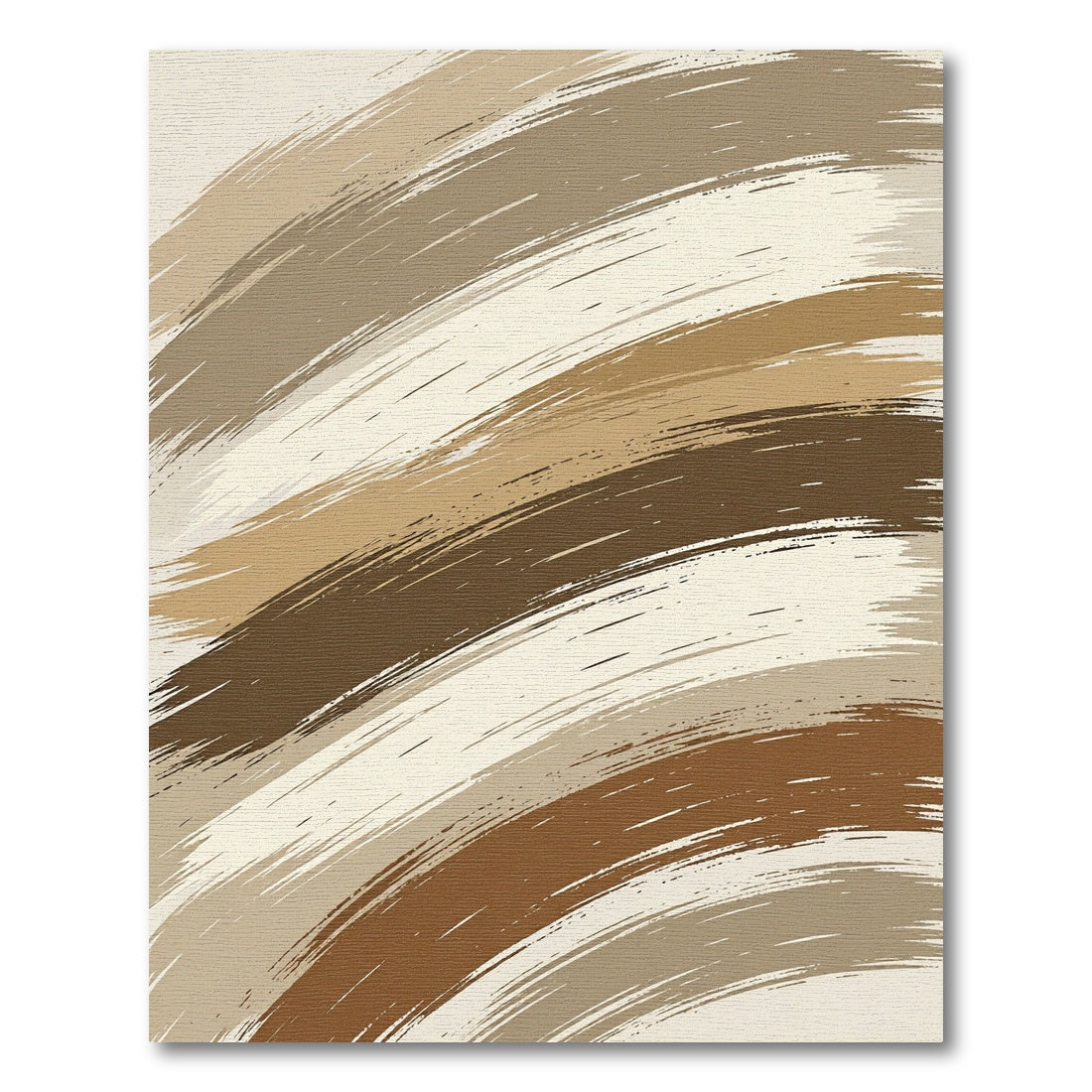 Abstract Earthy Tone Wavy Brushstroke Rug