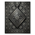 Ornate Black Silver Floral Diamond Rug