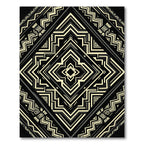 Black and Gold Geometric Art Deco Diamond Rug