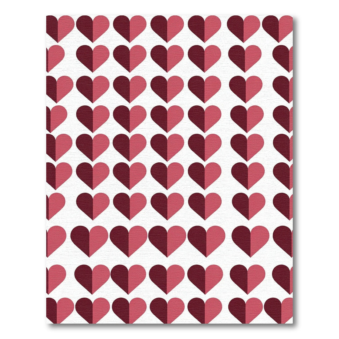 Bicolor Burgundy and Rose Heart Grid Rug
