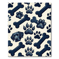 Playful Black Dog Paw and Bone Rug