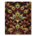 Crimson Gold Peacock Feather Arrangement Rug