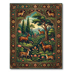 Ornate Woodland Deer Floral Landscape Art Rug