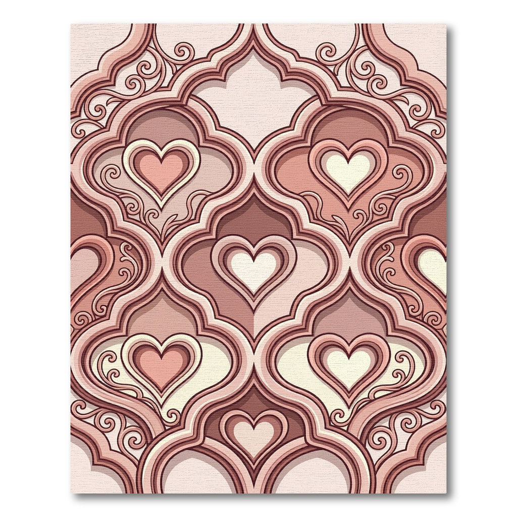 Soft Pink Heart Arabesque Scroll Rug
