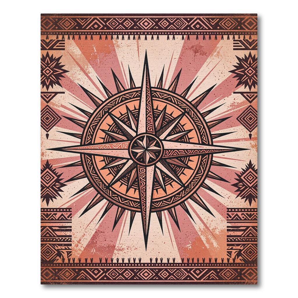 Earthy Sunset Compass Geometric Art Rug