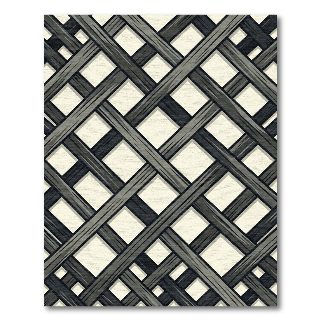 Dark Gray Woven Lattice Rug