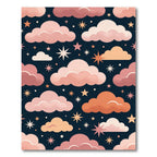 Celestial Pink Cloud and Star Sky Rug