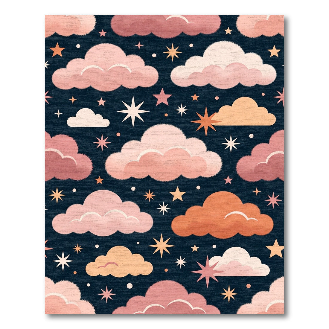 Celestial Pink Cloud and Star Sky Rug