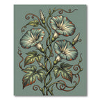 Muted Teal Morning Glory Botanical Swirl Rug