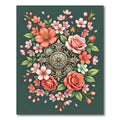 Elegant Rose and Cherry Blossom Medallion Rug