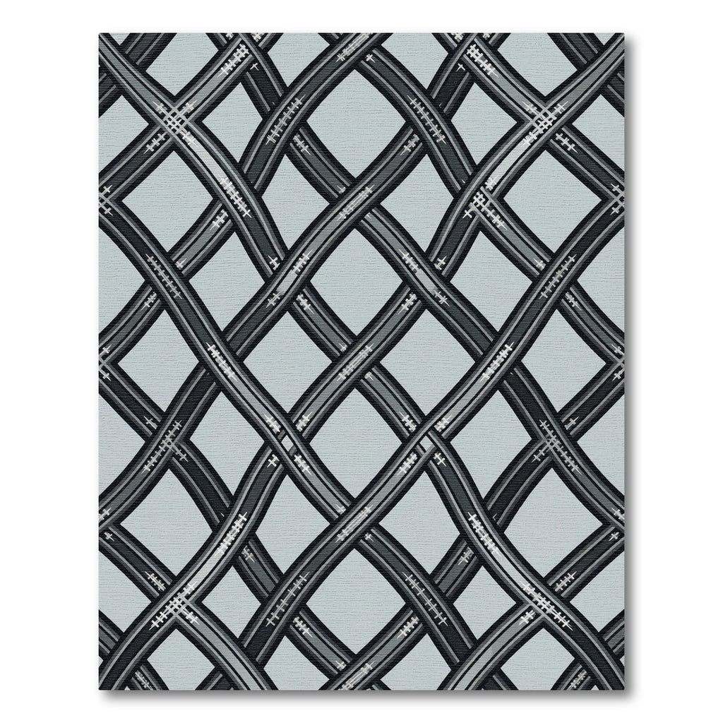 Gray Interwoven Lattice Rug