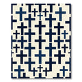 Navy Blue Geometric Cross Grid Rug