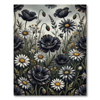 Dark Floral Bloom Garden Collage Rug