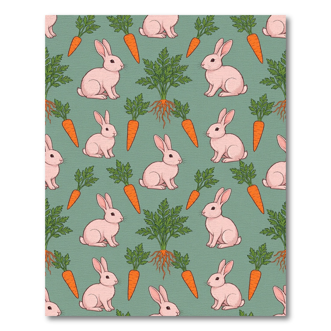 Cheerful Pastel Rabbit Carrot Garden Rug