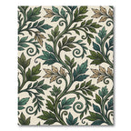 Earthy Green Botanical Scrolling Leaf Rug