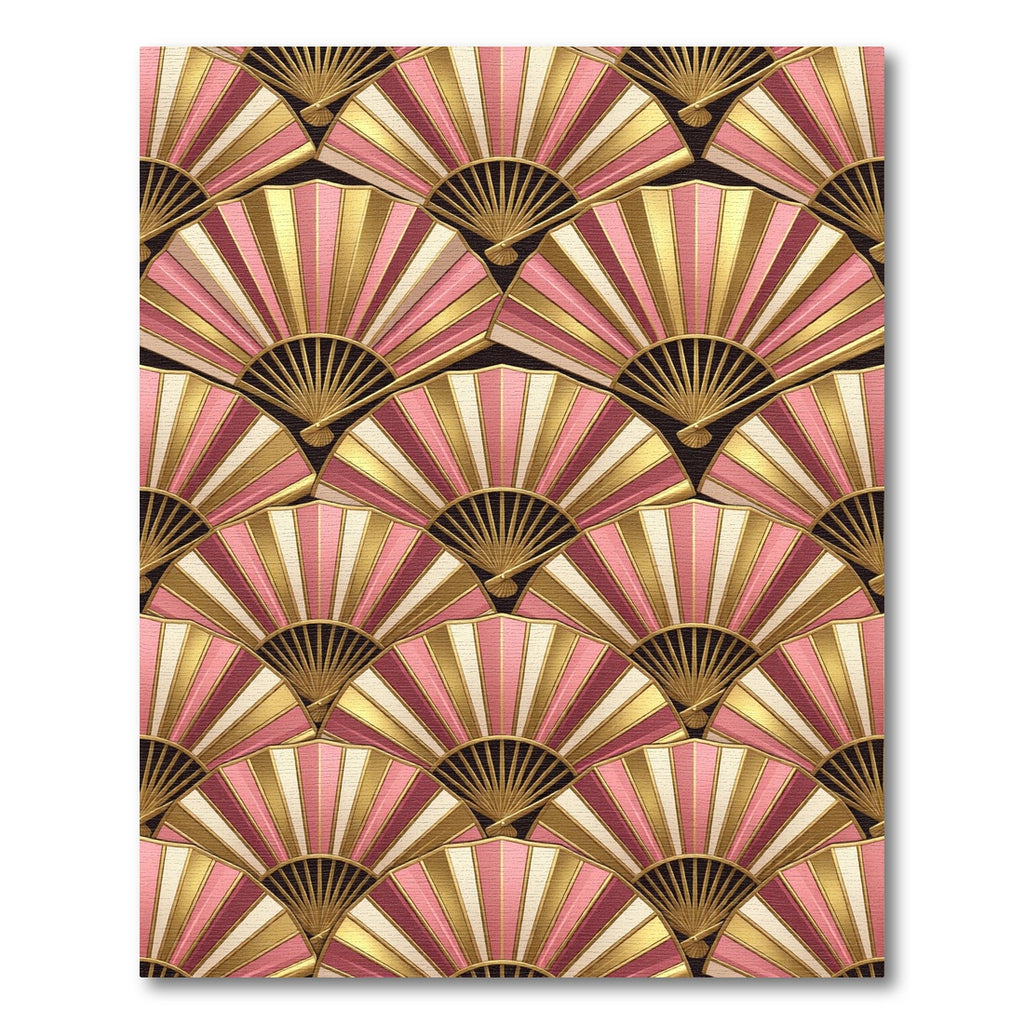 Golden Pink Art Deco Fan Scaled Rug