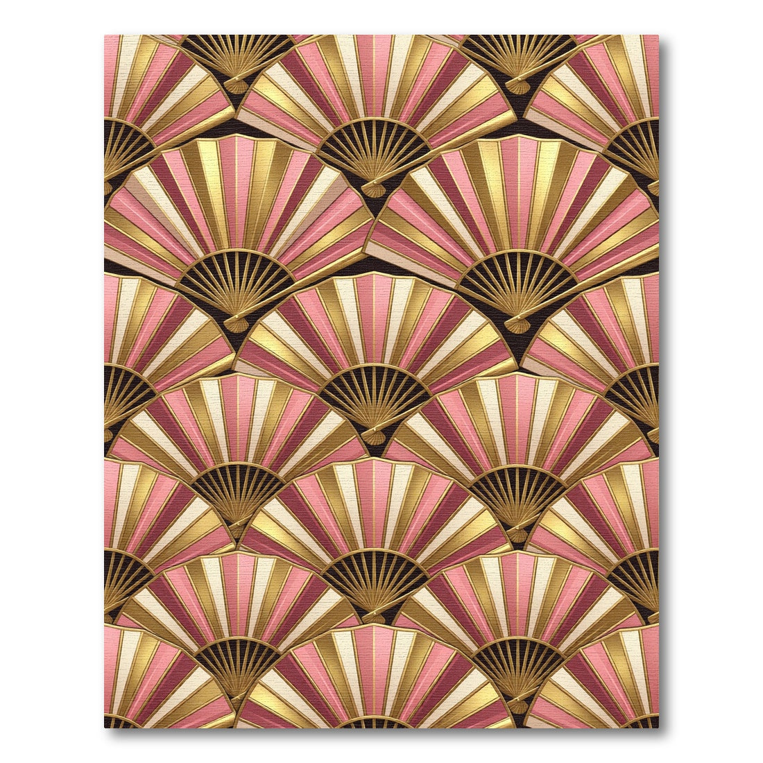 Golden Pink Art Deco Fan Scaled Rug