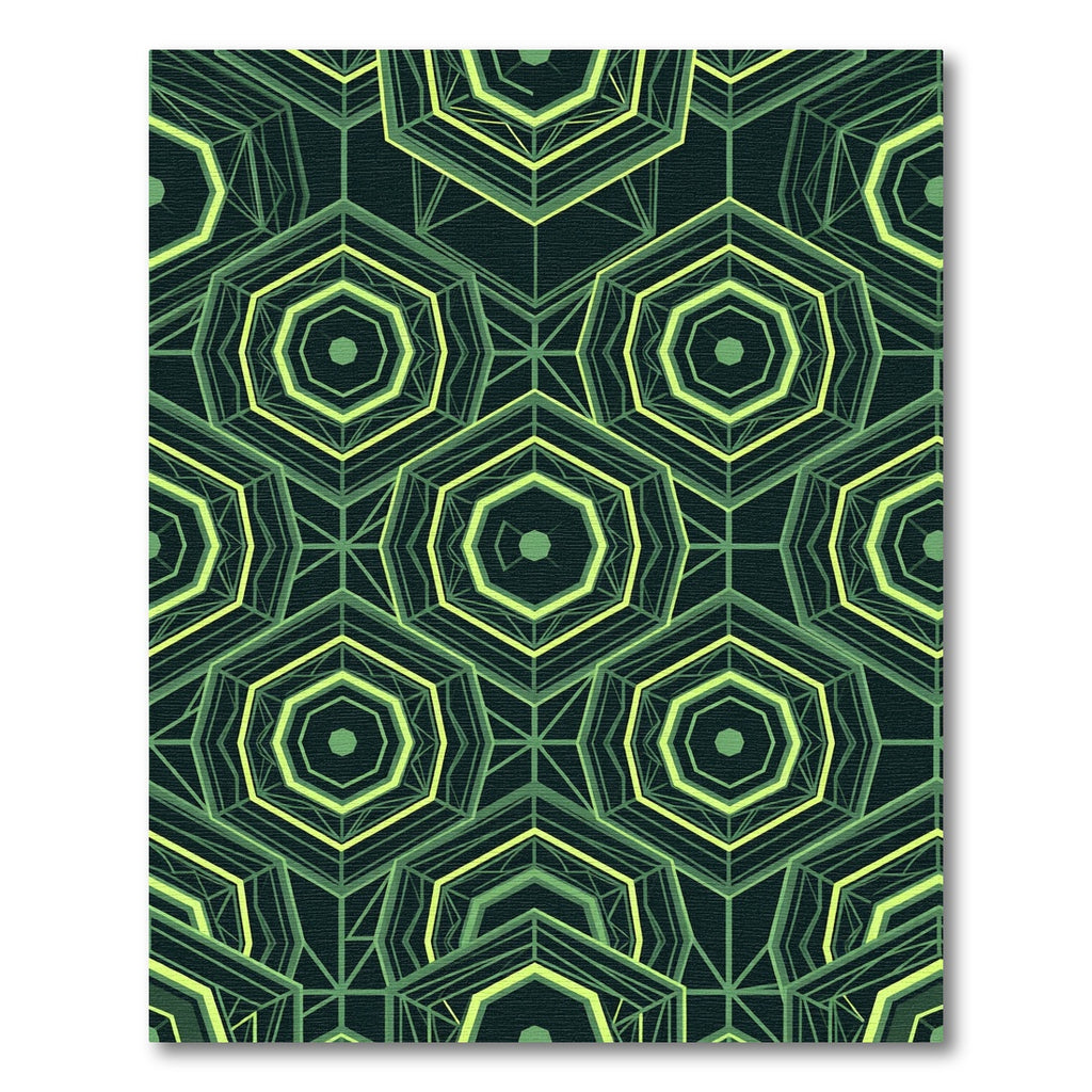 Neon Green Geometric Hexagon Art Rug