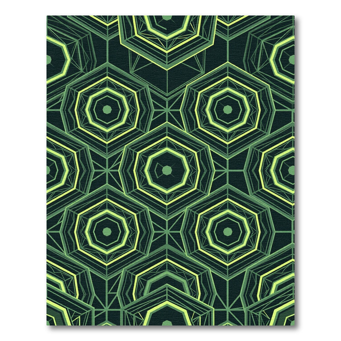 Neon Green Geometric Hexagon Art Rug