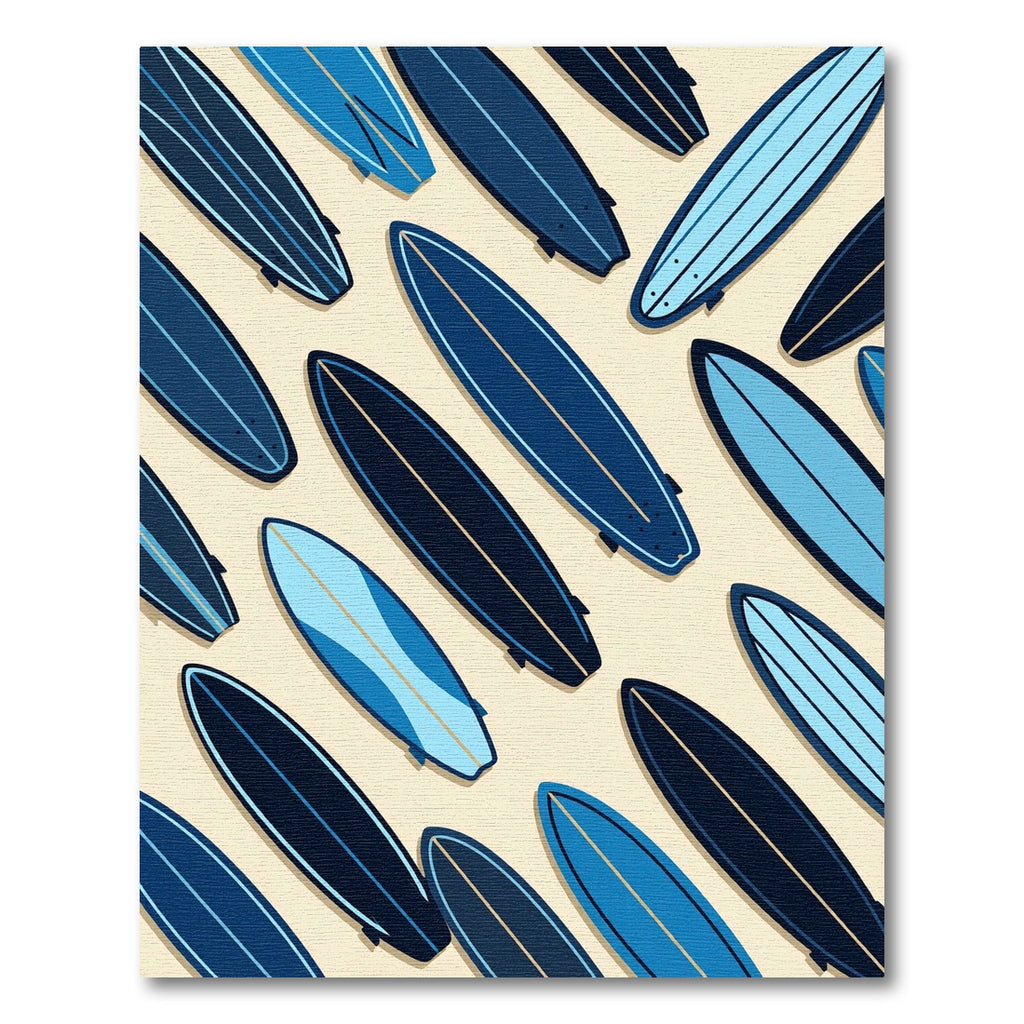 Abstract Blue Surfboard Composition Area Rug