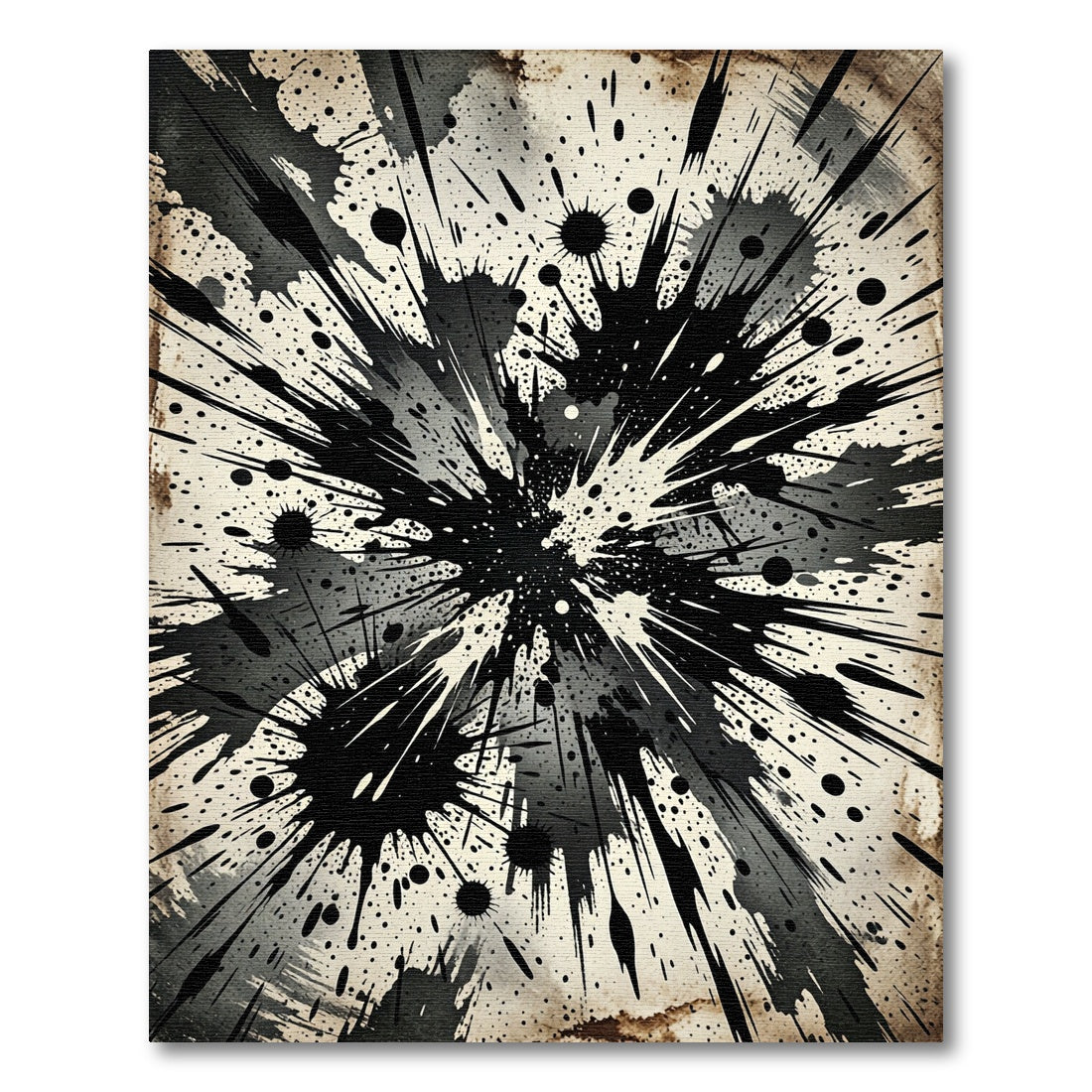 Dynamic Black Splatter Grunge Burst Rug