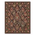 Rich Crimson Paisley Floral Border Rug